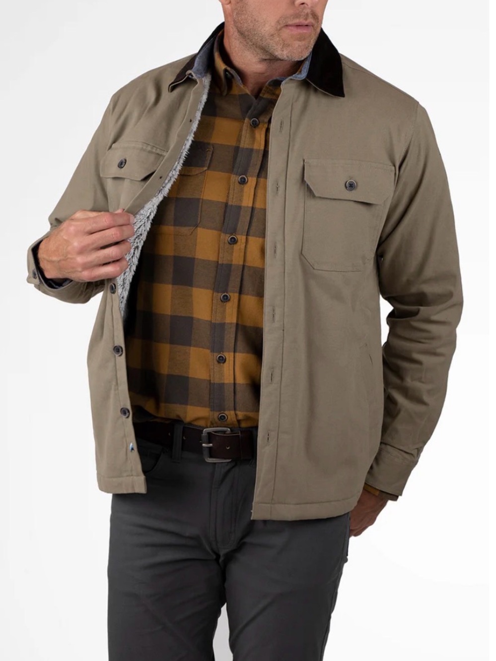 Tailor Vintage Men’s Taupe Canvas Barn Jacket with Black Corduroy Collar Small‎